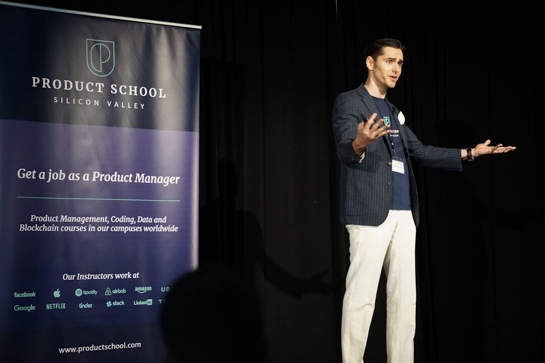 man delivering confident talk