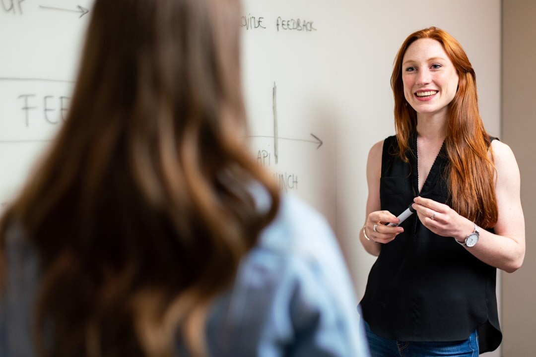 person speaking confidently in meeting