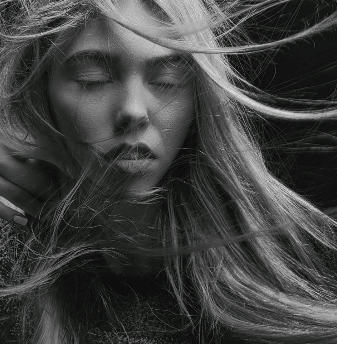 Studio portrait of a brazilian woman with long straight hair